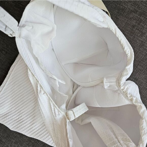 Gottex Tutti Frutti Underwire White Ribbed Tankini Top 40 E high waist bottom 10 - Picture 6 of 16